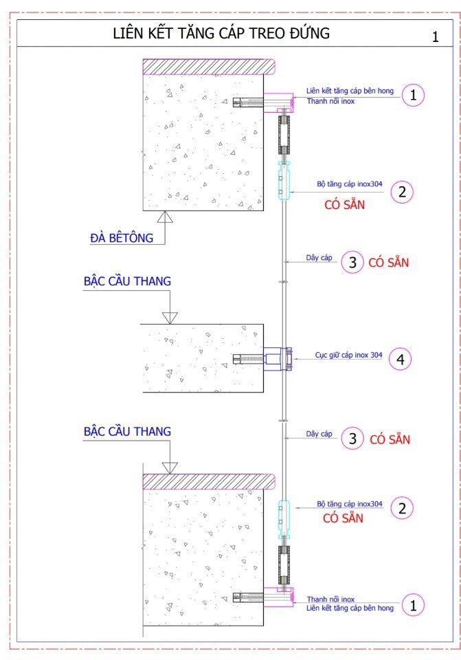 Bản vẽ thiết kế cáp cầu thang