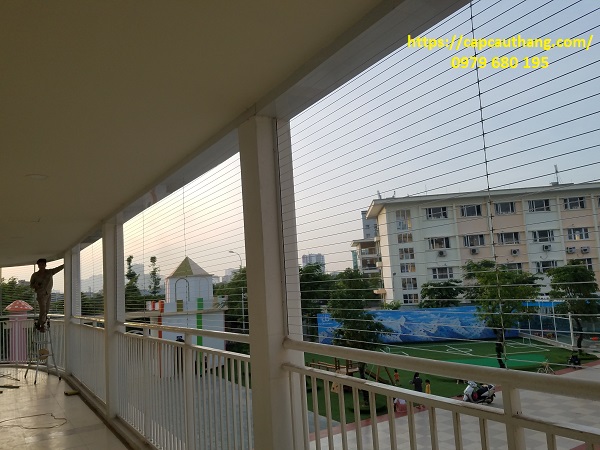 Lắp đặt Lưới an toàn ban công trường mầm non