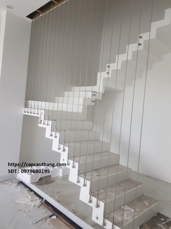 Vách ngăn cầu thang bằng dây cáp
