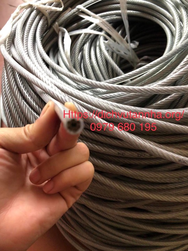 Dây cáp cầu thang inox bọc nhựa 8mm