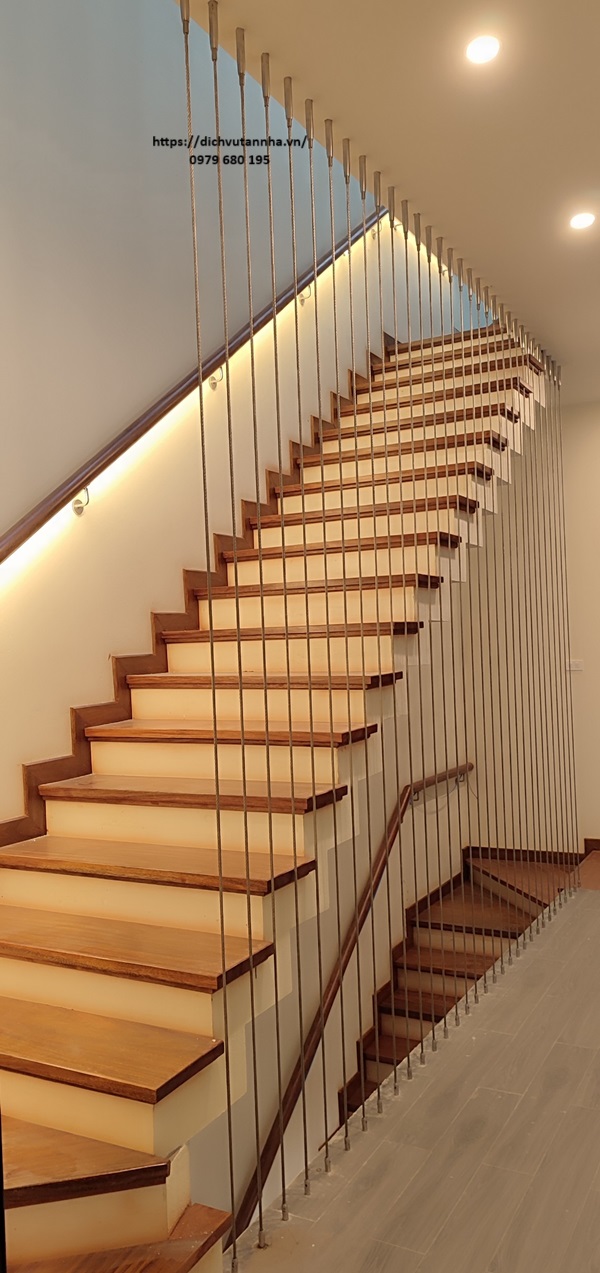 Dây cáp cầu thang tạo nên tấm lá chắn bảo vệ an toàn khi di chuyển lên xuống cầu thang